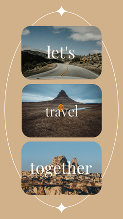 Travel Inspiration with Happy Tourists Instagram Story Modelo de Design