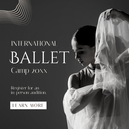 Ontwerpsjabloon van Instagram van Uitnodiging voor internationaal balletkamp