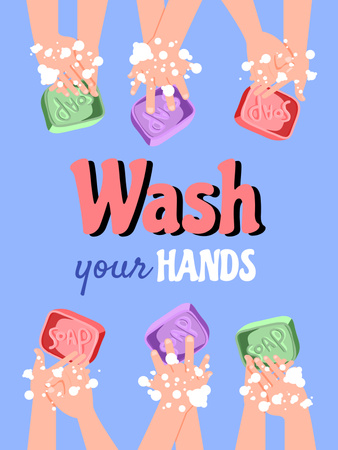 Plantilla de diseño de lávate las manos con jabón Poster US 
