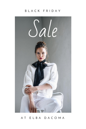 Black Friday Sale with Woman in White Clothes Flyer 4x6inデザインテンプレート