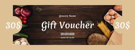 Gift Voucher For Food In Groceries Coupon Design Template