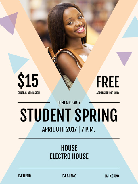 Ontwerpsjabloon van Poster US van Open Air Student Party With Young Girl