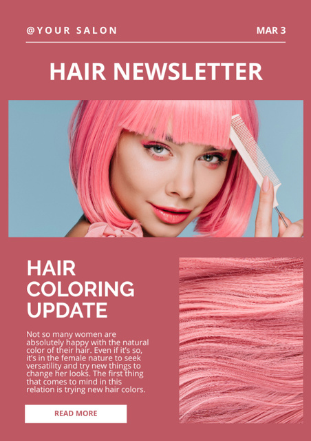 Designvorlage Professional Hair Coloring Services Offer für Newsletter