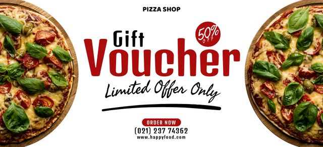 Limited Pizza Gift Voucher Offer Coupon 3.75x8.25in Design Template