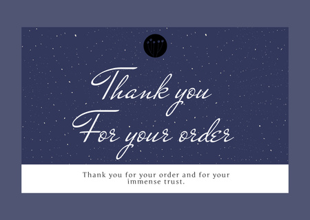 Thank You for Your Order Message in Blue Card Design Template