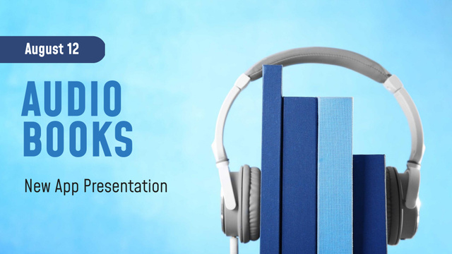 Audio books Offer with Headphones FB event cover Modelo de Design