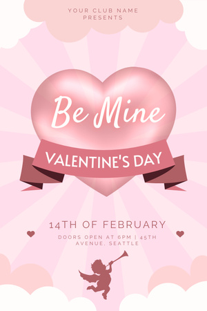 Ontwerpsjabloon van Pinterest van Happy Valentine's Day groet met hart en Cupido