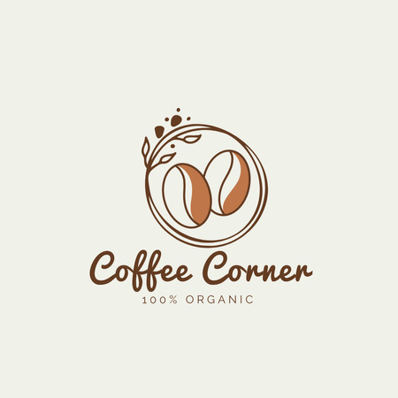 Emblem of Coffee Shop with Organic Coffee Logo 1080x1080pxデザインテンプレート