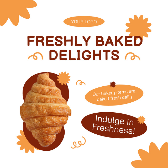 Fresh And Delightful Croissants Offer Instagram AD Tasarım Şablonu
