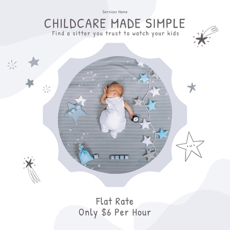 Newborn Care Service with Cute Child Instagram Design Template