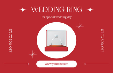 Wedding Rings Store Ad on Red Thank You Card 5.5x8.5in Design Template