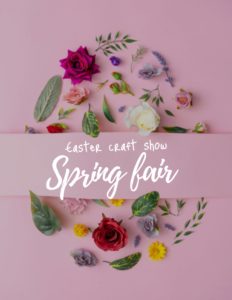 Easter Craft and Spring Fair with Flowers Flyer 8.5x11in Design Template