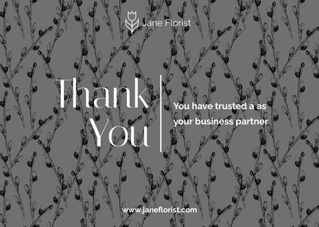 Thank You Message with Willow Catkins Branches Card Design Template