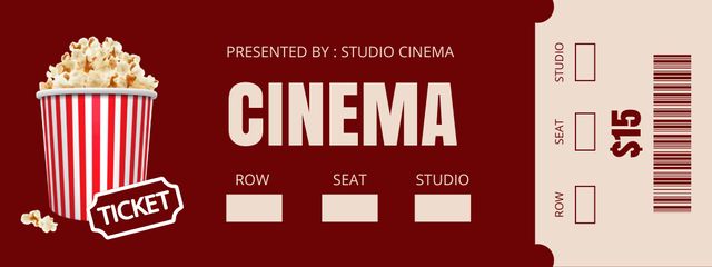 Movie Screening Invitation with Popcorn Ticket tervezősablon