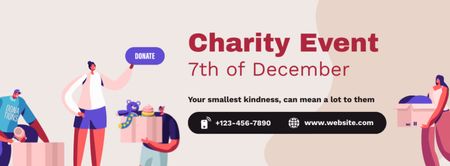 Modèle de visuel Événement caritatif avec des bénévoles sur Pink - Facebook cover