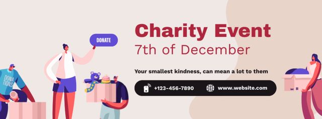 Charity Event with Volunteers on Pink Facebook cover Tasarım Şablonu