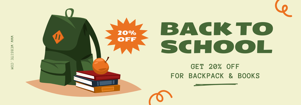 Plantilla de diseño de Discount Announcement for School Backpacks and Books Tumblr 