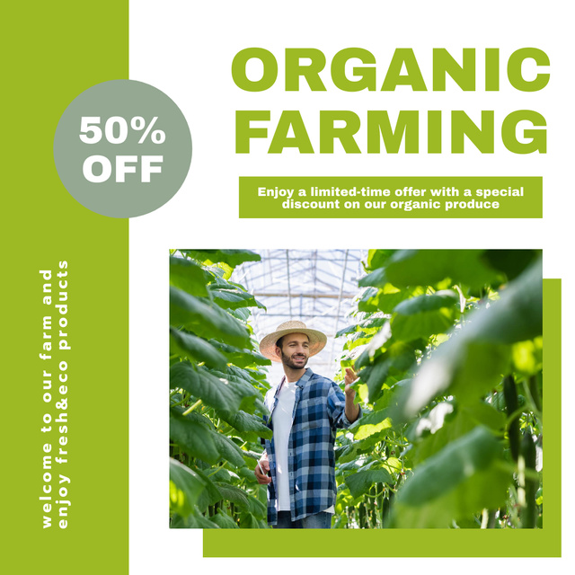Discount on Best Organic Farming Products Instagram Šablona návrhu