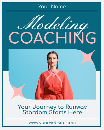 Promo for Model Coaching on Blue Instagram Post Vertical Design Template