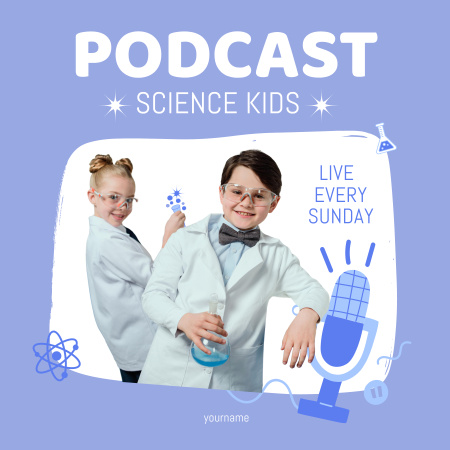 Science Podcasts for Kids Podcast Cover Modelo de Design