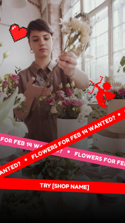Ontwerpsjabloon van TikTok Video van Bloemist die boeketten maakt voor Valentijnsdag