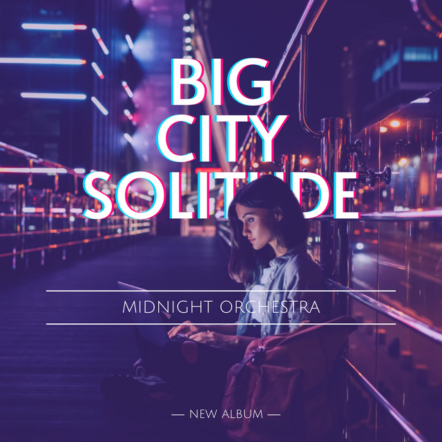 Designvorlage Beautiful Young Girl Standing in Big City für Album Cover