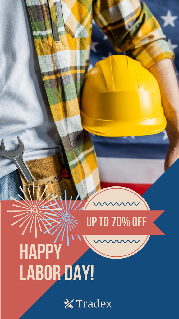 Lovely Labor Day Celebration Announcement With Discounts Instagram Story Modelo de Design