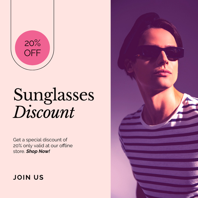 Ontwerpsjabloon van Instagram van Men's Sunglasses Discount