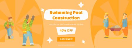 Modèle de visuel Remise sur les services de construction de piscine - Facebook cover