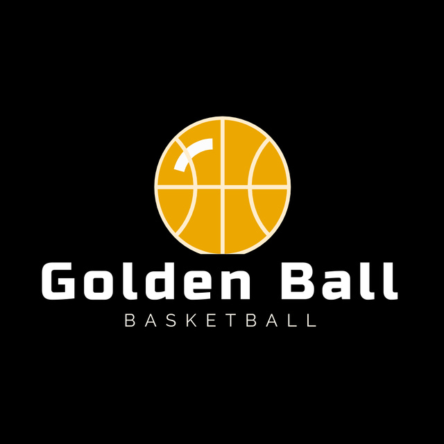 Basketball Team Emblem with Golden Ball Logo Design Template