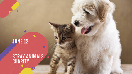 Charity event with Cute Pets FB event cover Tasarım Şablonu