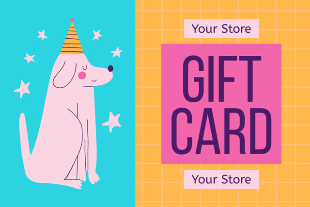 Birthday Gift Voucher with Cute Dog Gift Certificate Design Template