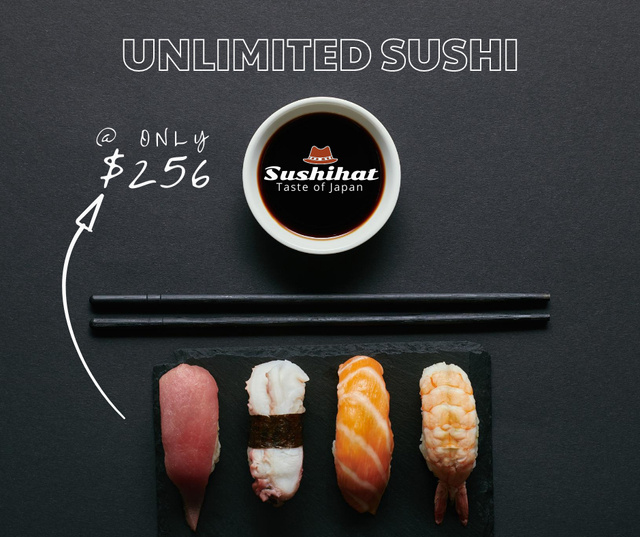 Plantilla de diseño de Sushi Restaurant Offer Facebook 