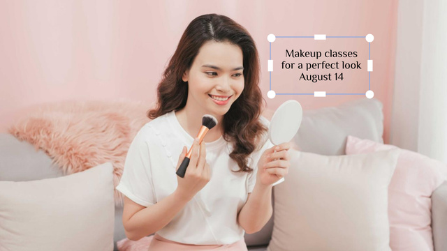 Modèle de visuel Beautiful Woman applying Makeup - FB event cover