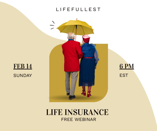 Free Life Insurance Webinar Announcement Facebook Modelo de Design