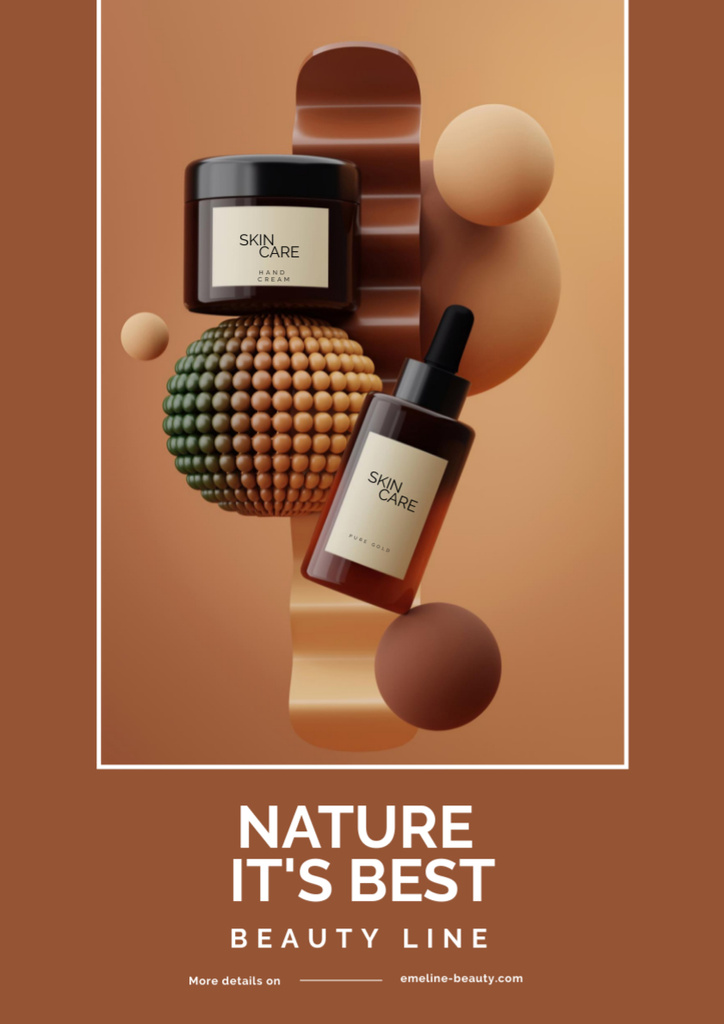 Skin Care Products Offer in Brown Poster A3 Tasarım Şablonu