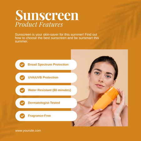 Platilla de diseño Sunscreen Promo with Product Features' List Instagram