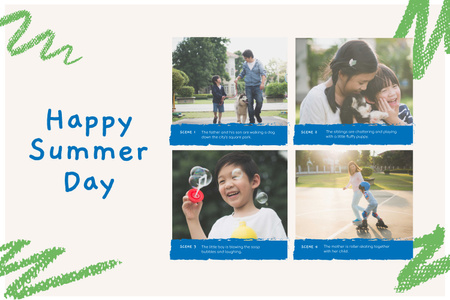 Family on Happy Summer Day Storyboard Modelo de Design