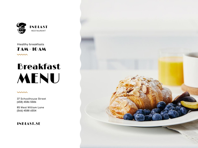 Plantilla de diseño de Fresh and Tasty Breakfast with Fresh Croissant Poster 18x24in Horizontal 