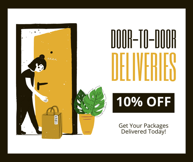 Discount on Door-to-Door Shipping Facebook Design Template