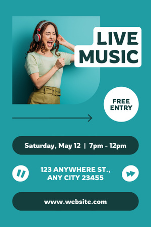 Platilla de diseño Live Musical Event Announcement On Saturday Pinterest
