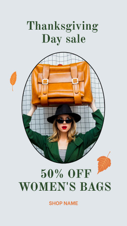 Thanksgiving Sale with Stylish Woman Instagram Story Design Template