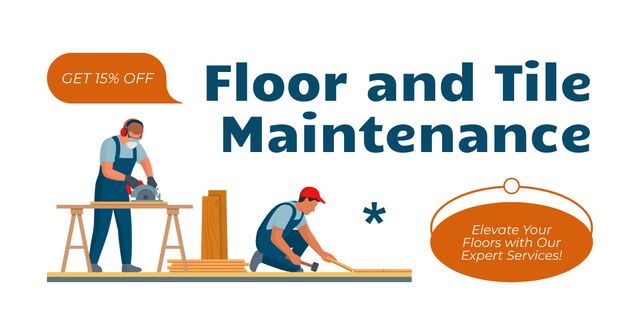 Top-notch Floor And Tile Maintenance With Discount Facebook AD Design Template