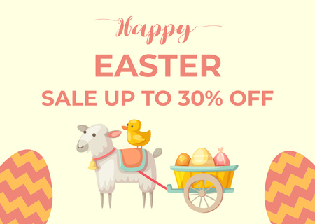 Easter Sale Announcement with Cute Illustration Cardデザインテンプレート