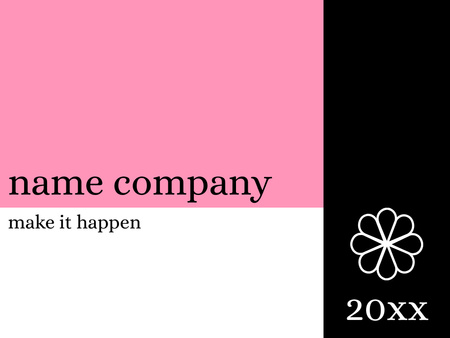 A cég emblémája rózsaszín és fekete színben Presentation tervezősablon