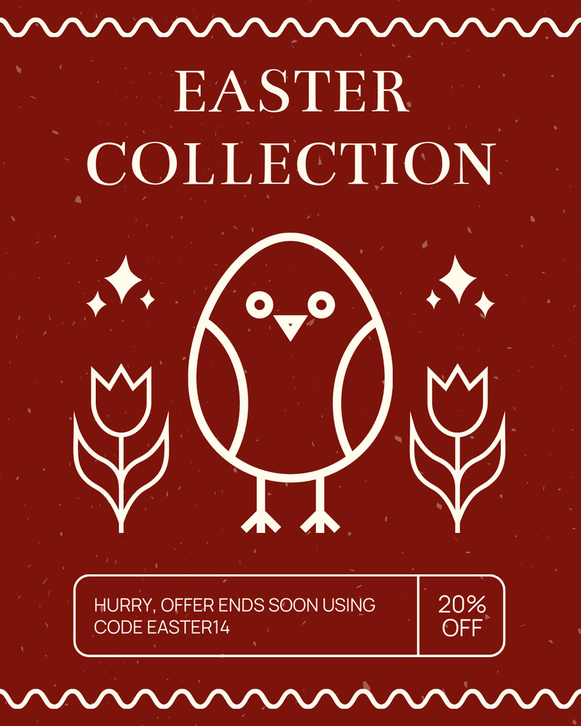Easter Collection with Illustration of Cute Chick Instagram Post Vertical – шаблон для дизайна