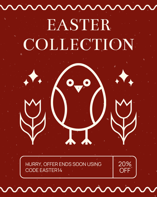 Easter Collection with Illustration of Cute Chick Instagram Post Vertical Design Template