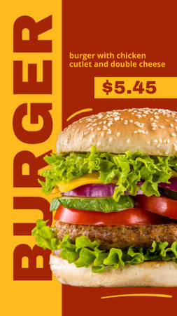 Template di design Offer of Delicious Burger with Lettuce Instagram Video Story