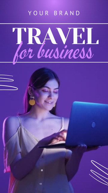 Corporate Business Travel Agency Services Offer In Purple TikTok Video Šablona návrhu