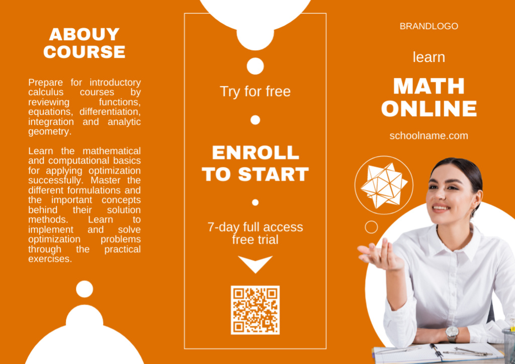 Designvorlage Offering Online Courses in Mathematics für Brochure